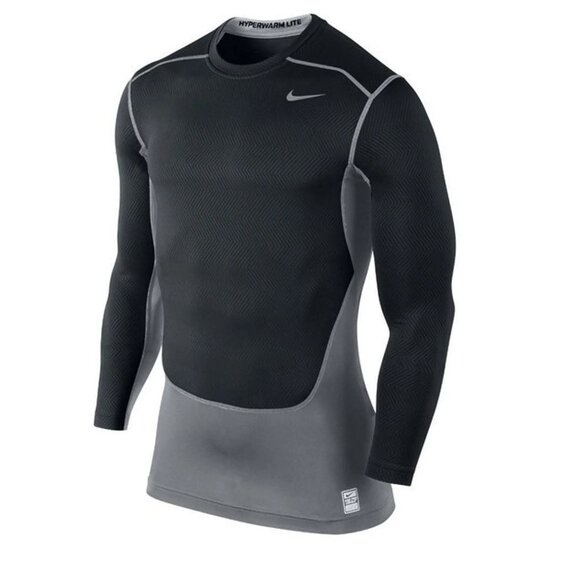 NIKE Pro Hyperwarm Lite Compression Crew Base Layer Shirt - Picture 1 of 9